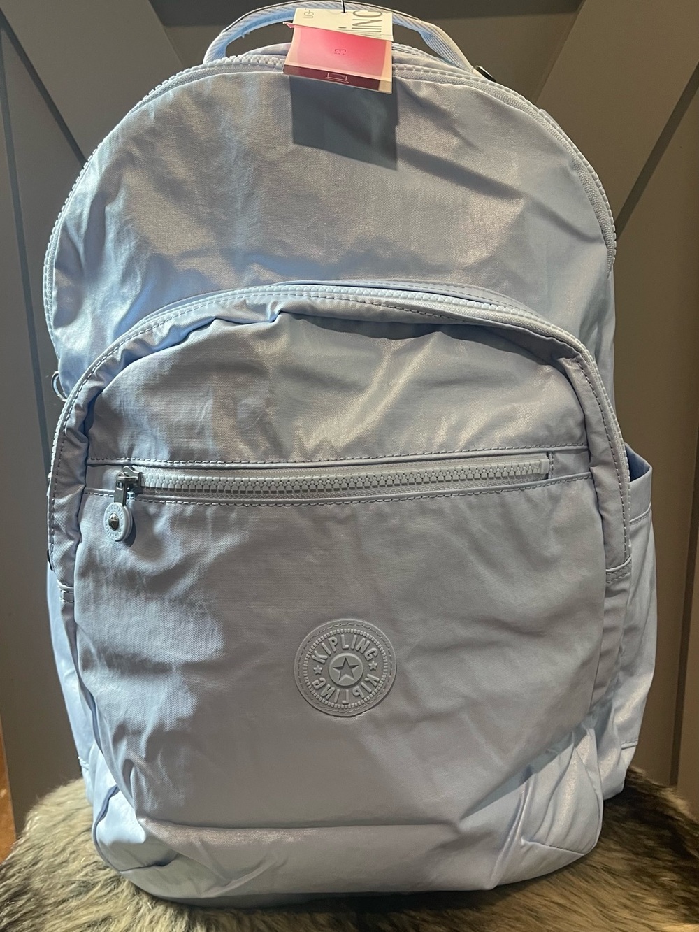 Kipling Seoul Extra Large 17” Clear Sky Metallic Blue Backpack NWT